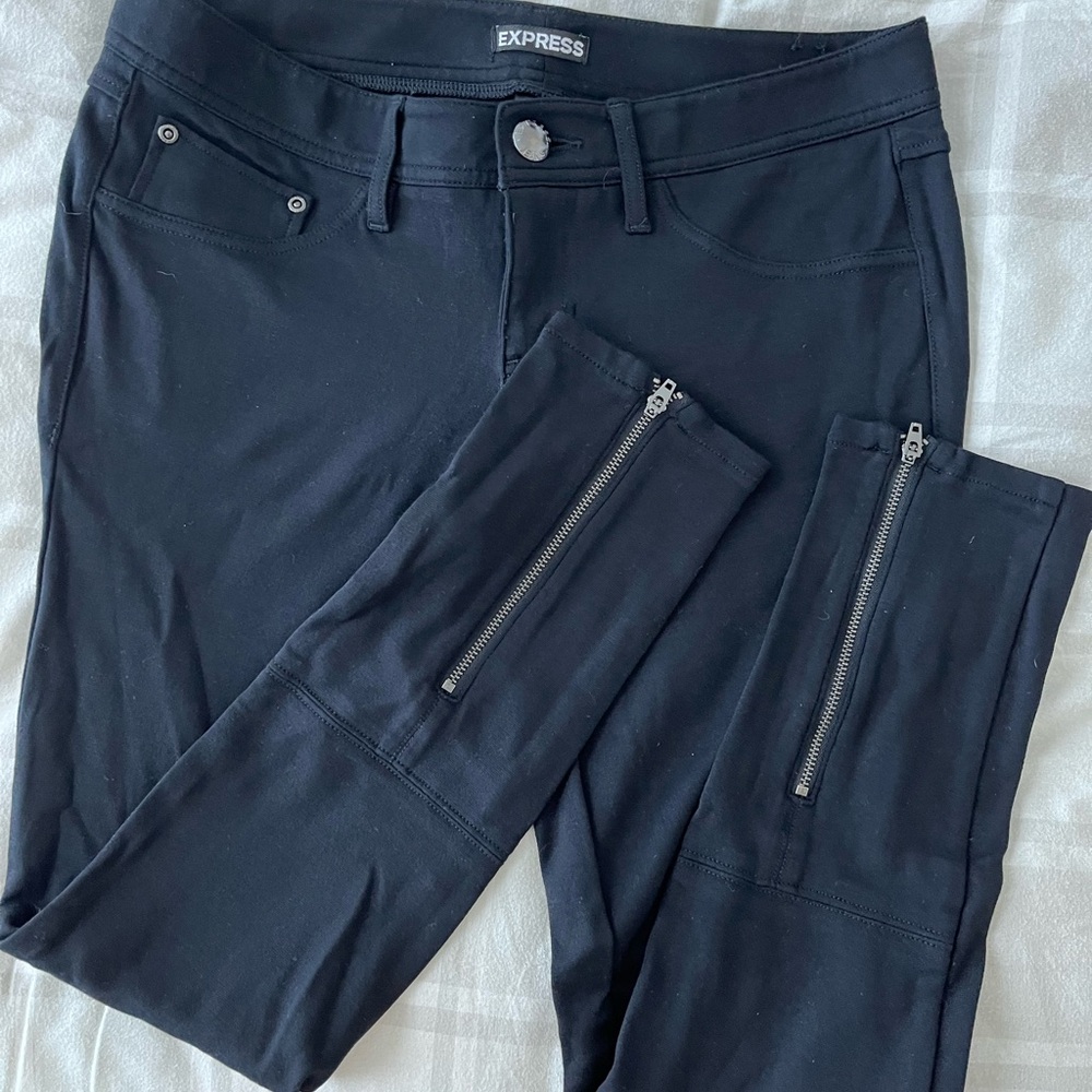 Express size S black stretch pants with zippers